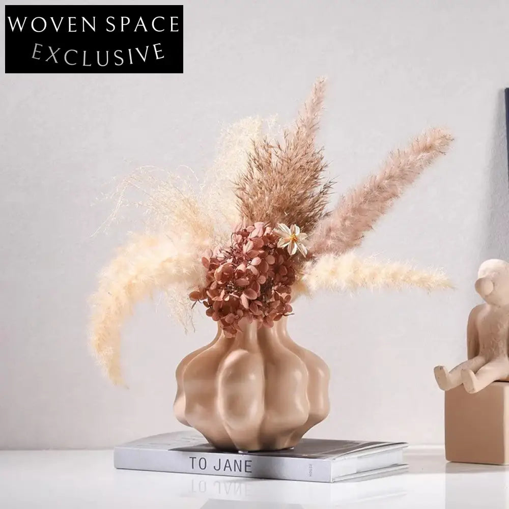 Elegant Modern Wabi Sabi Ceramic Cream Vase for Dried or Fresh Flowers