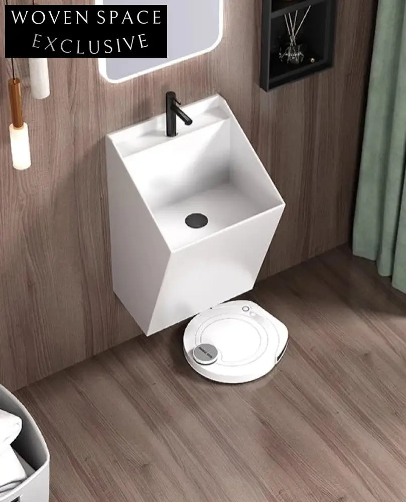 Elegant Modern White Ceramic Wall Hung Bathroom Wash Basin with Half Pedestal