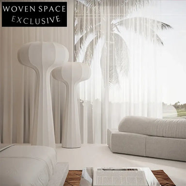 Elegant Modern White Fabric Mushroom Shade Floor Lamp