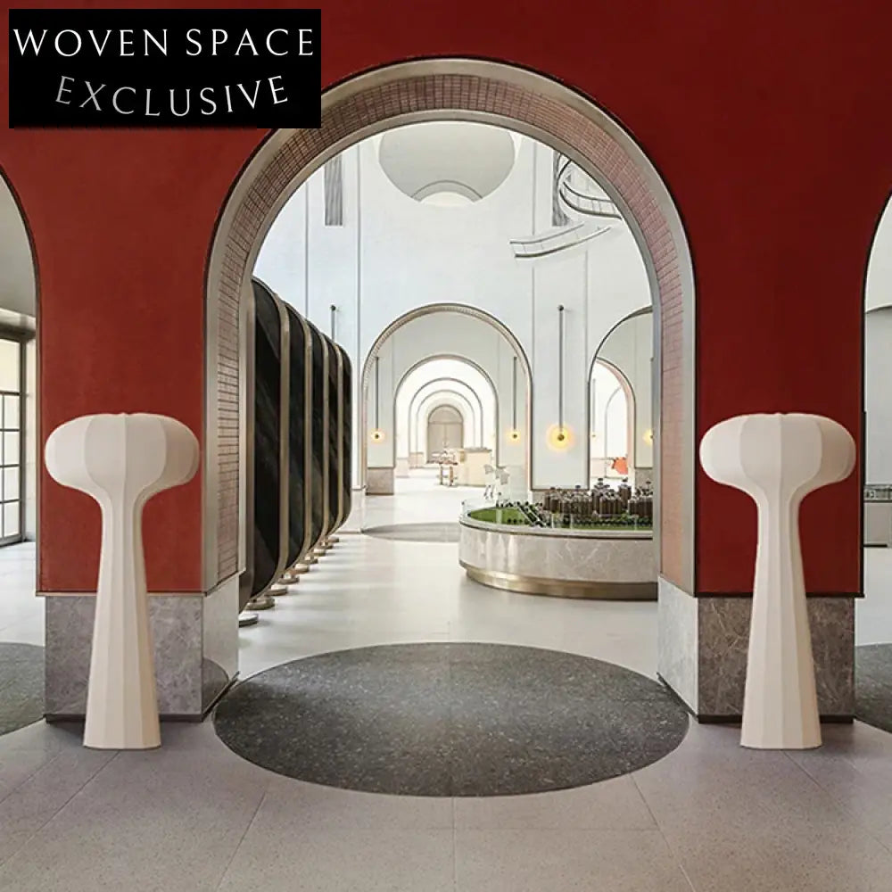 Elegant Modern White Fabric Mushroom Shade Floor Lamp