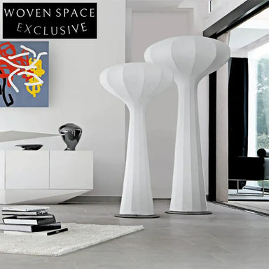 Elegant Modern White Fabric Mushroom Shade Floor Lamp