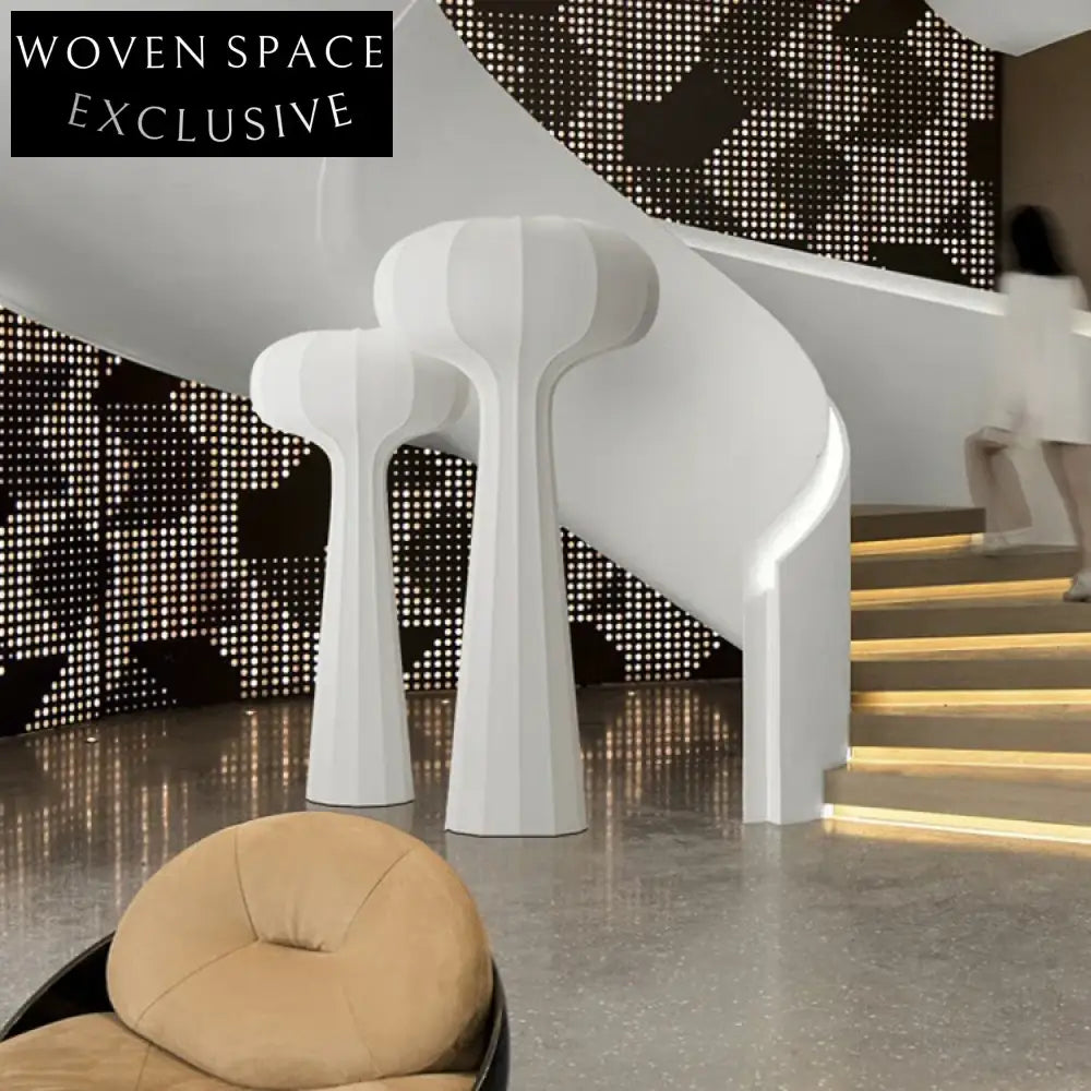 Elegant Modern White Fabric Mushroom Shade Floor Lamp