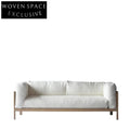Modern Minimalist White Linen Sofa - Solid Wood Frame Living Room Furniture