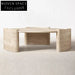 Elegant Modern White Marble Coffee Table Side Set for Living Room