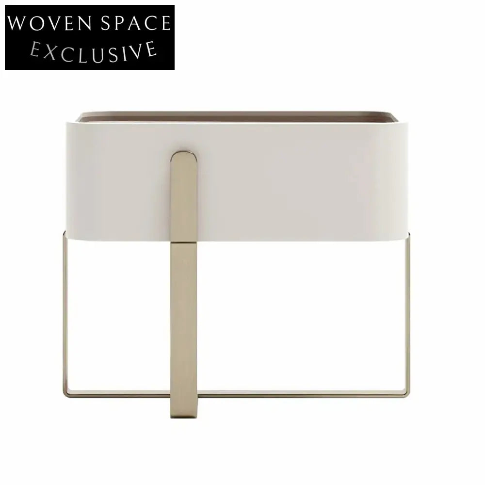 Elegant Modern White Nightstand with Gold Stainless Steel Base