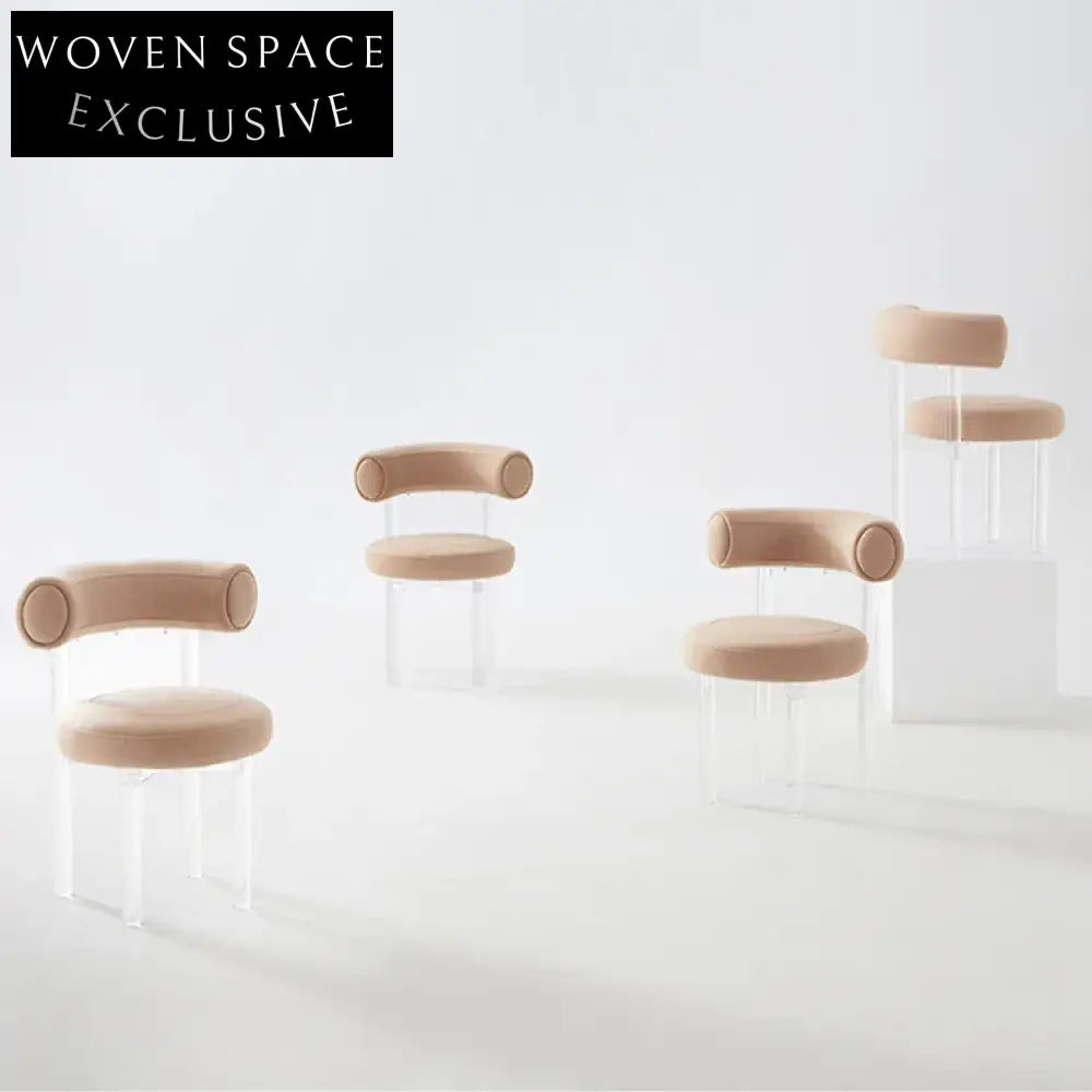 Elegant Modern White Velvet Fabric Dining Chair with Curved Backrest Cushion