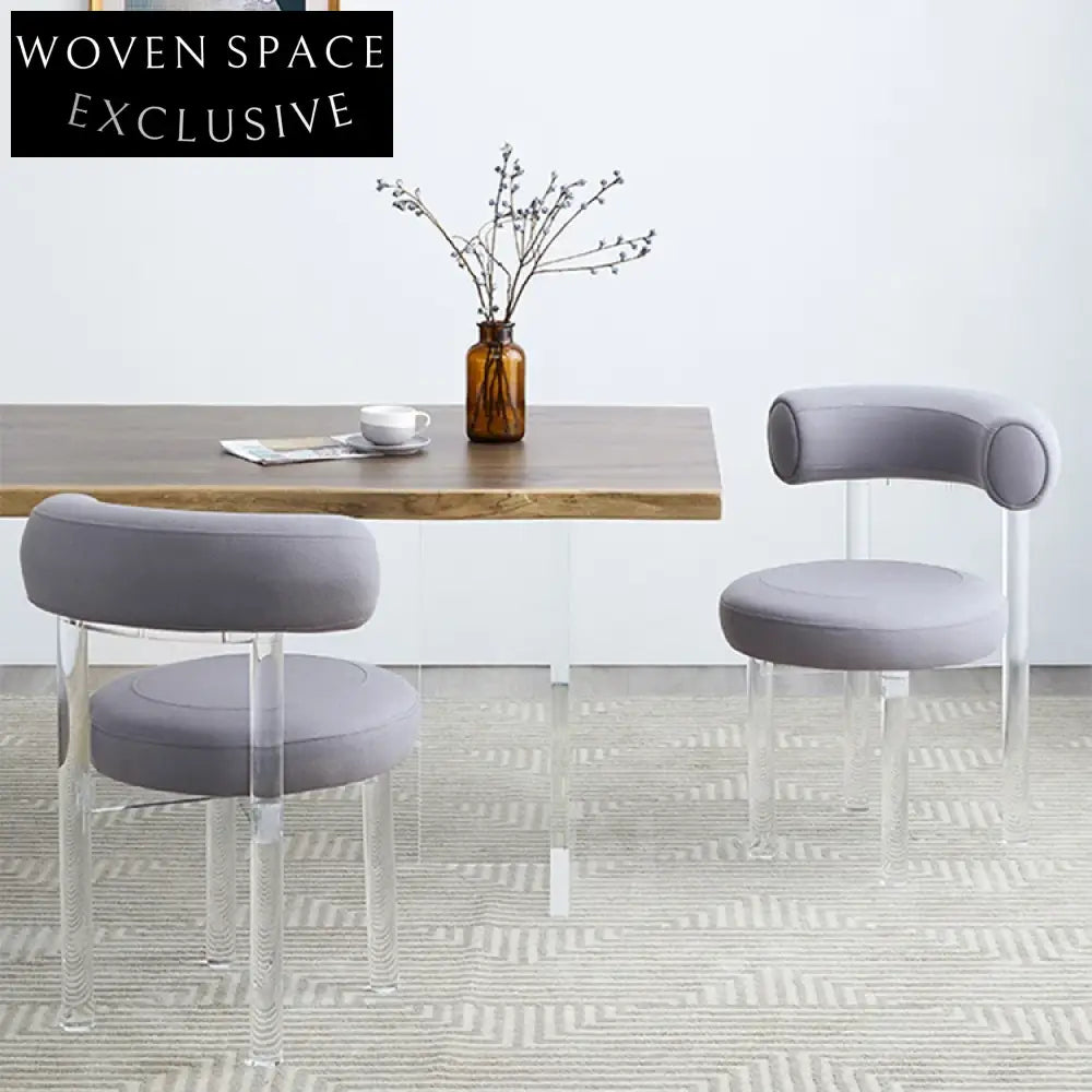 Elegant Modern White Velvet Fabric Dining Chair with Curved Backrest Cushion