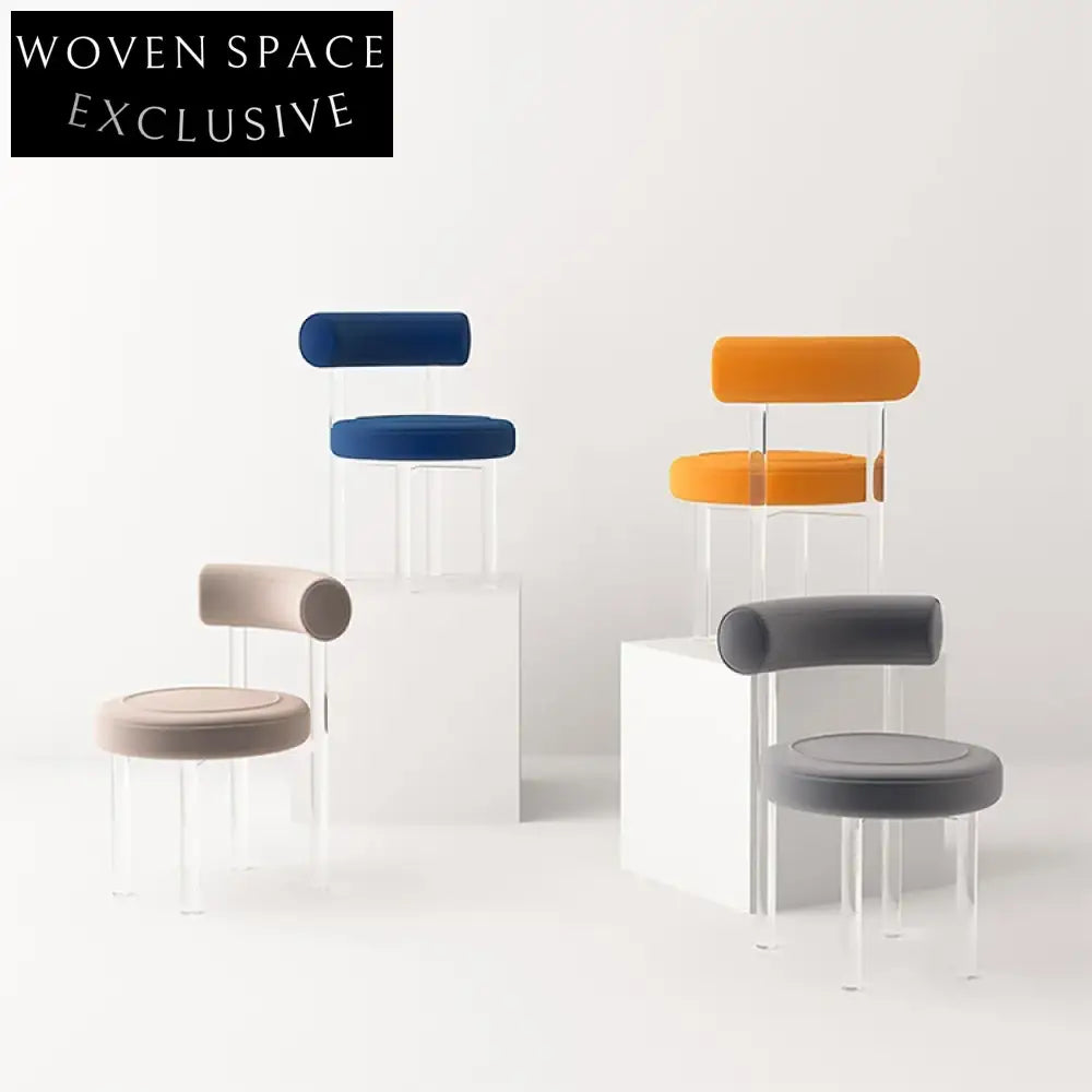 Elegant Modern White Velvet Fabric Dining Chair with Curved Backrest Cushion