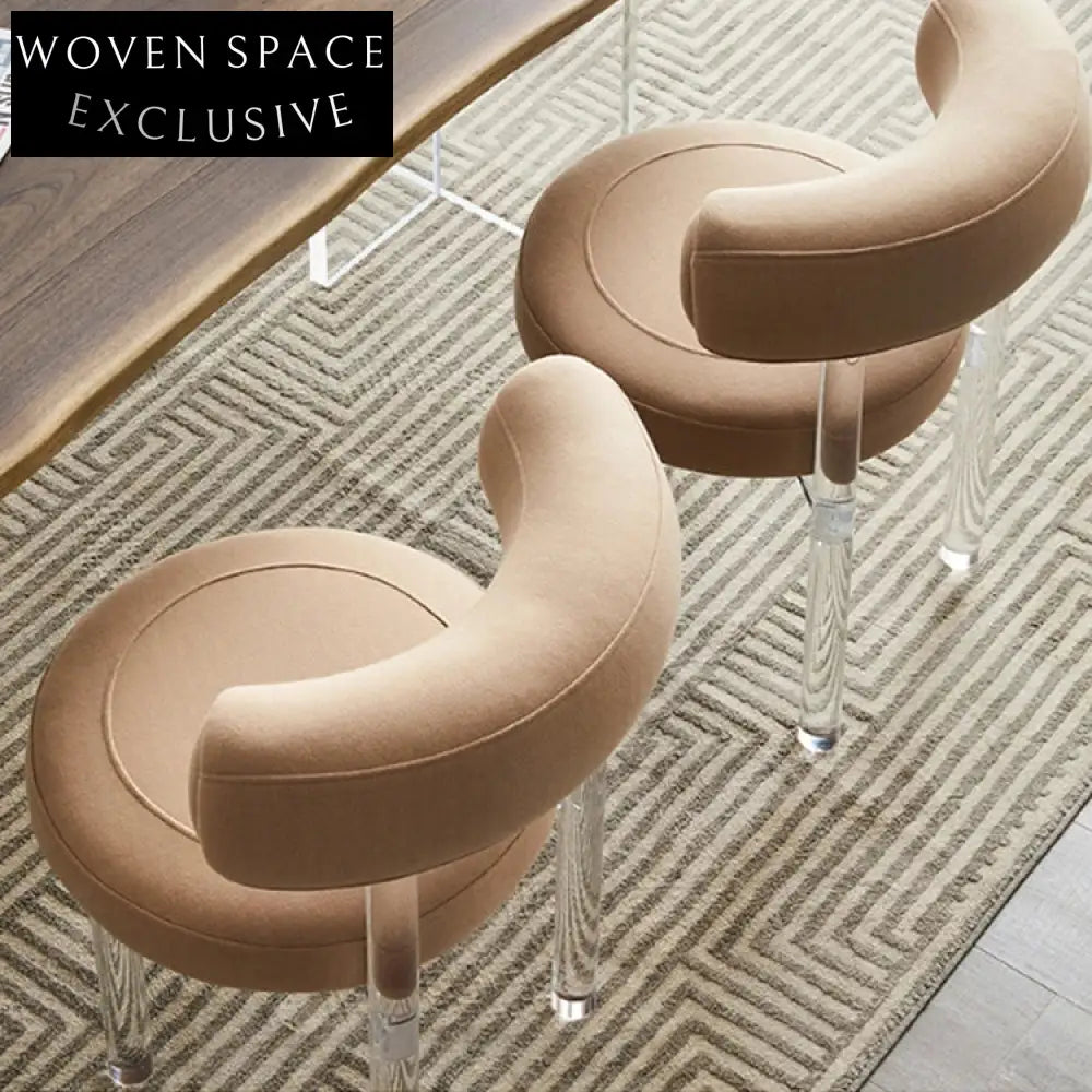 Elegant Modern White Velvet Fabric Dining Chair with Curved Backrest Cushion