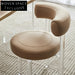 Elegant Modern White Velvet Fabric Dining Chair with Curved Backrest Cushion