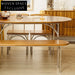 Elegant Modern Wooden Dining Table Set with Stainless Base