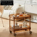 Elegant Modern Wooden Kitchen Serving Trolley Drinks Cart Side Coffee Table
