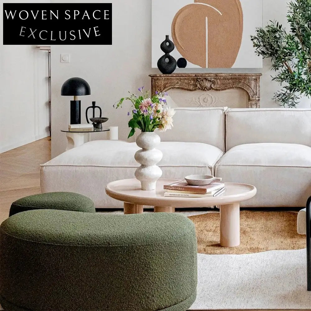 Elegant Moon Shape Velvet Ottoman Stool, Solid Wood Frame, Luxurious Home Decor