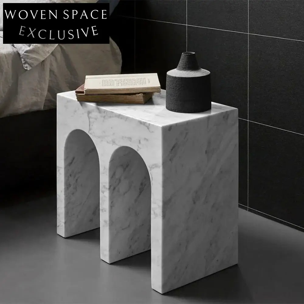 Elegant Movable Marble Sofa Side Table, Small Tea and Coffee Table