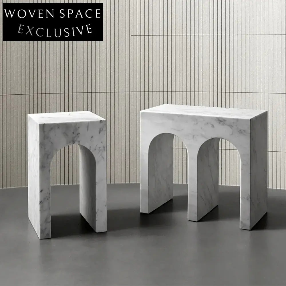 Elegant Movable Marble Sofa Side Table, Small Tea and Coffee Table