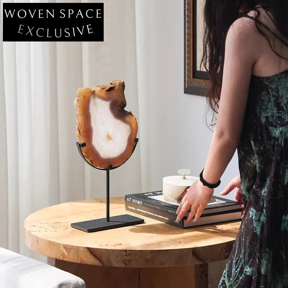 Elegant Natural Agate & Iron Modern Artistic Home Decor Table Ornament