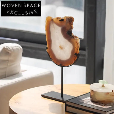 Elegant Natural Agate & Iron Modern Artistic Home Decor Table Ornament