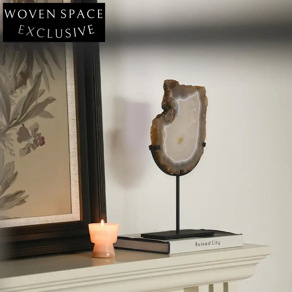 Elegant Natural Agate & Iron Modern Artistic Home Decor Table Ornament