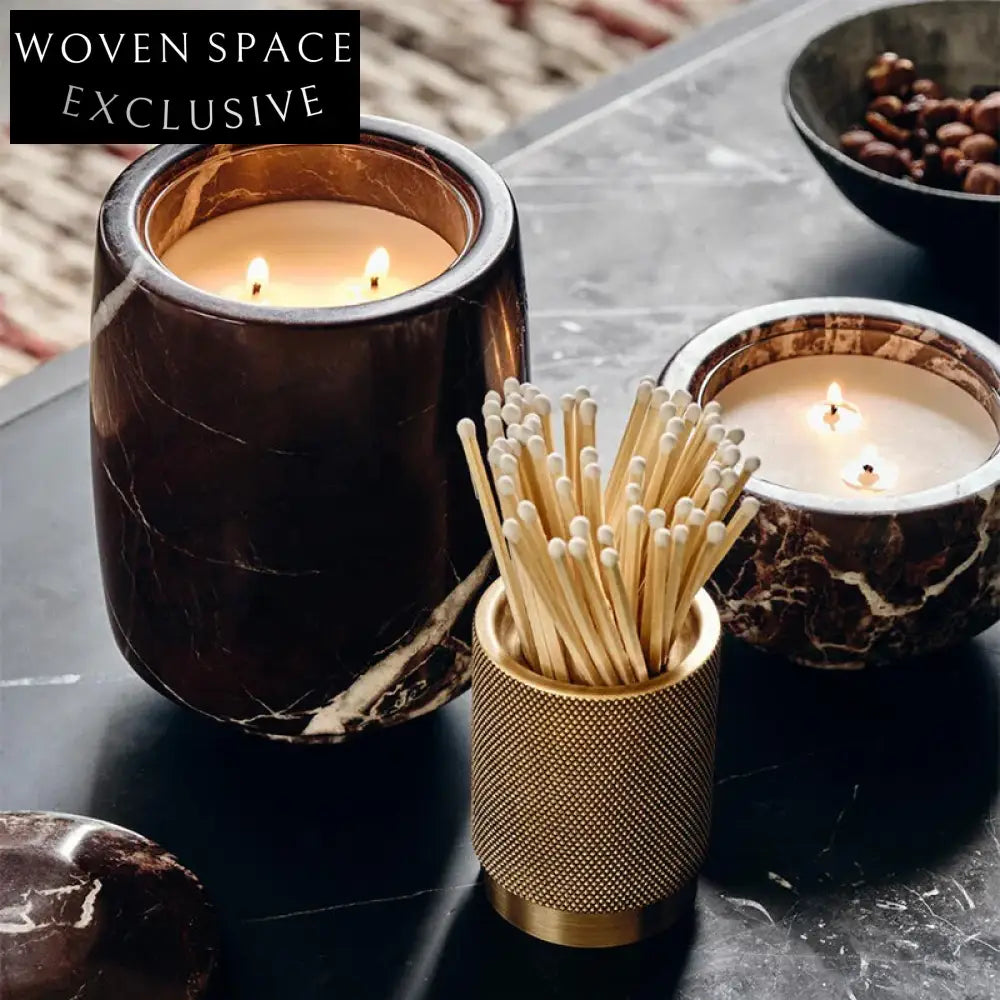 Elegant Natural Beige Stone Marble Travertine Decorative Candle Holder Jars