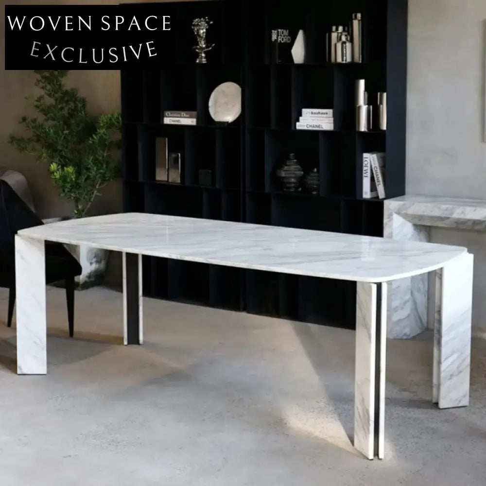 Elegant Natural Marble 6-Seat Modern Dining Table