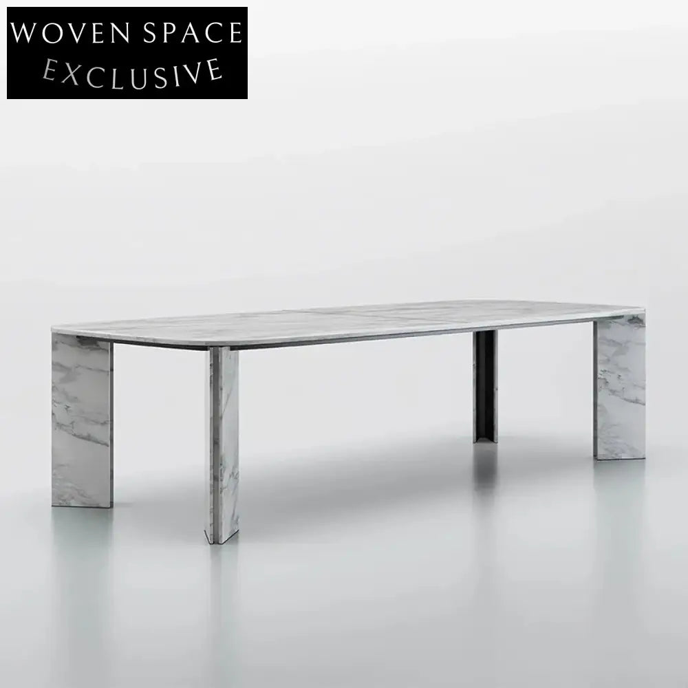 Elegant Natural Marble 6-Seat Modern Dining Table