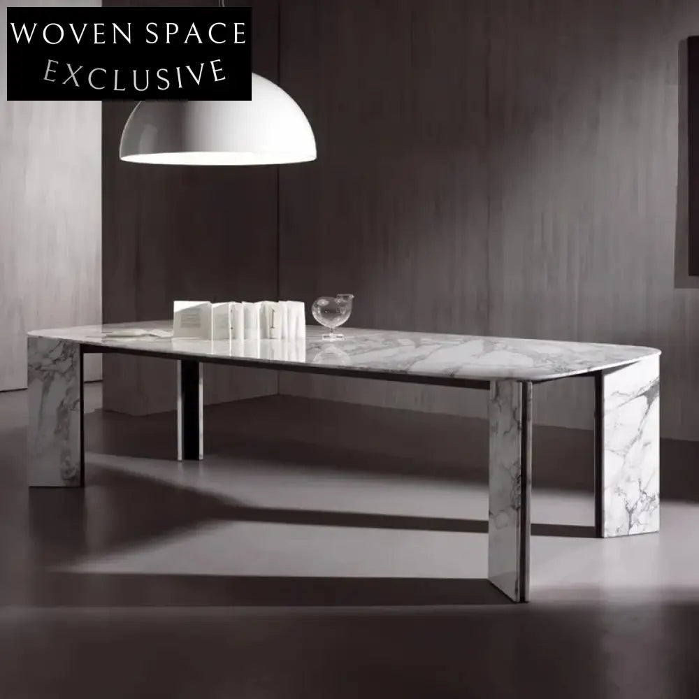 Elegant Natural Marble 6-Seat Modern Dining Table