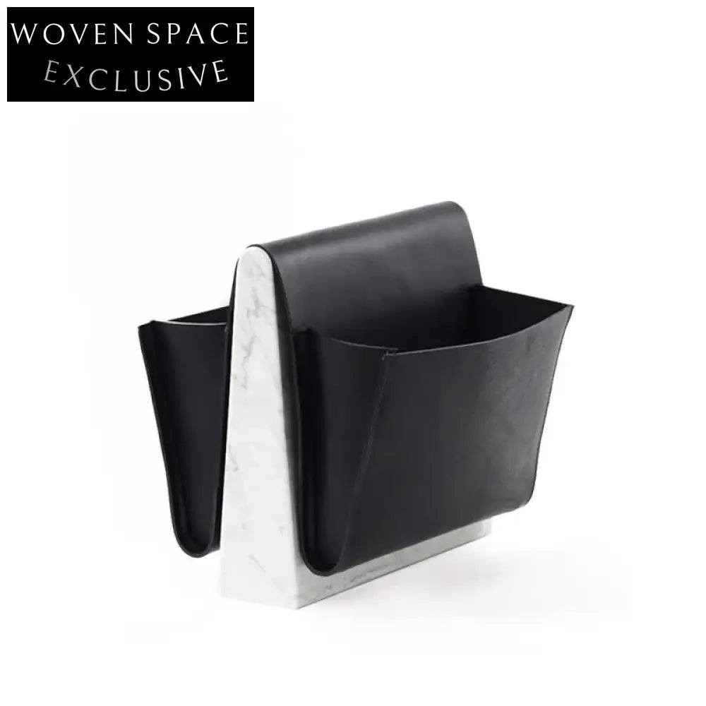 Elegant Natural Marble Corner End Table with Integrated Magazine Rack Storage