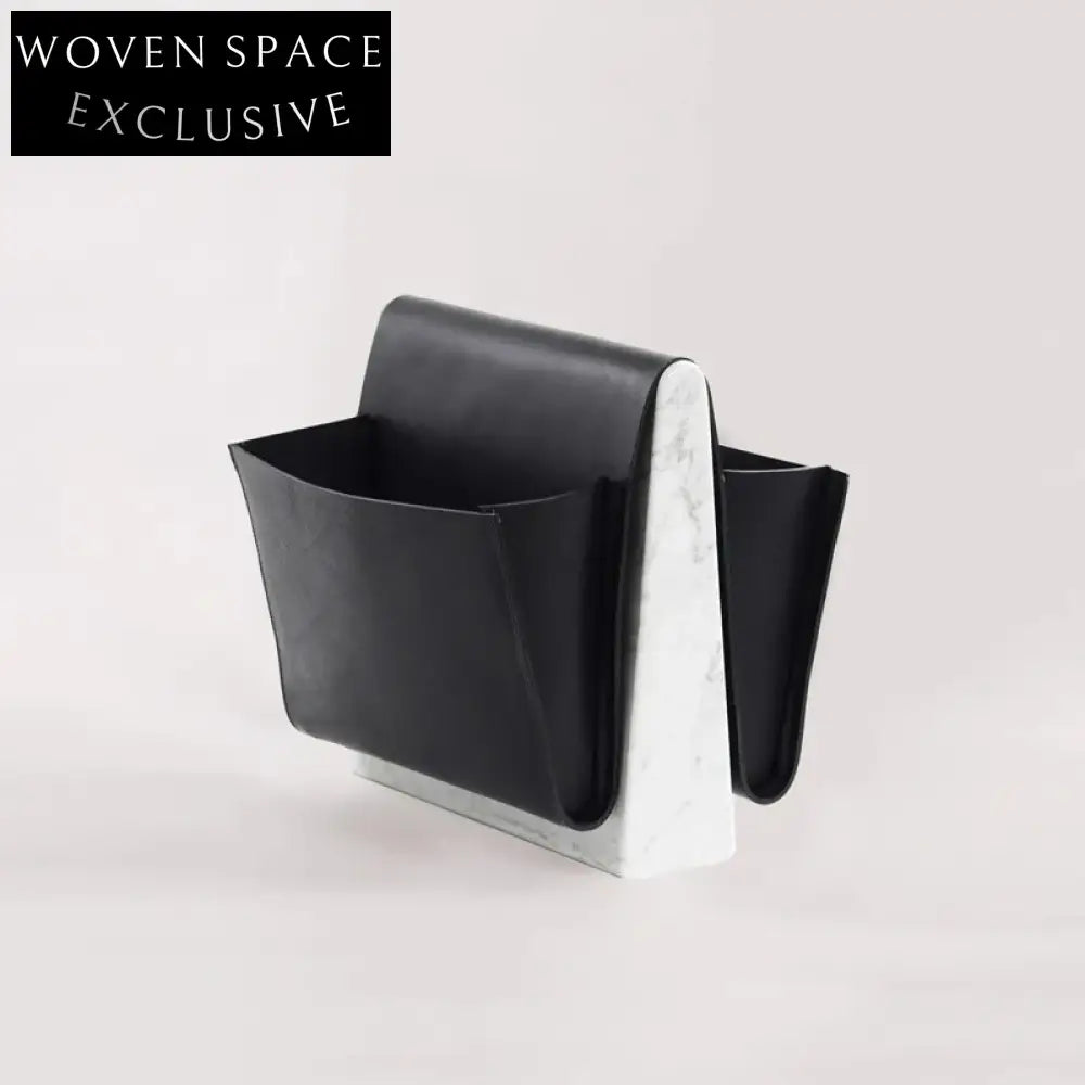 Elegant Natural Marble Corner End Table with Integrated Magazine Rack Storage