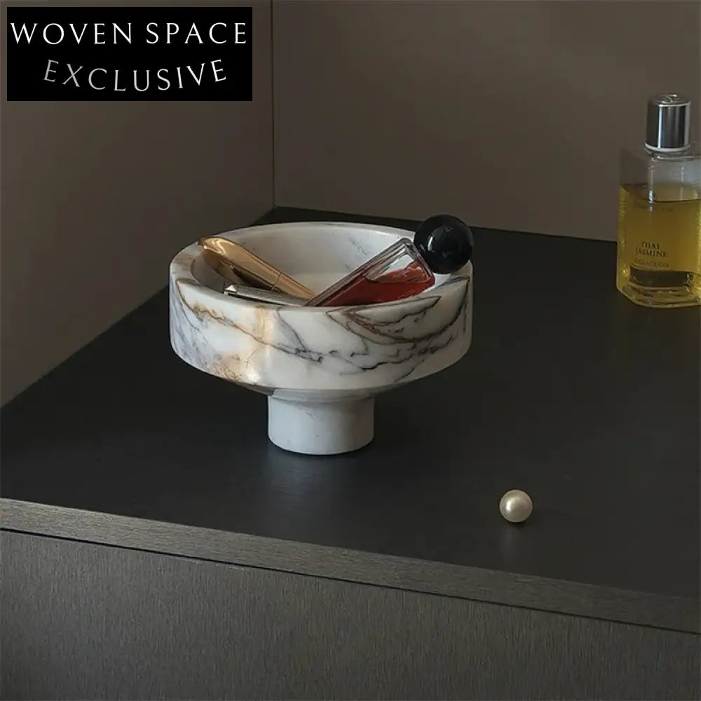 Elegant Natural Marble Decorative Fruit Bowl Tray for Modern Home Dining Table