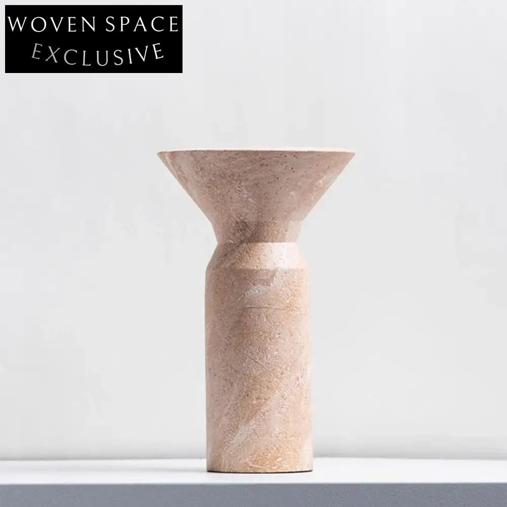 Elegant Natural Marble Handmade Modern Tabletop Flower Vase Set for Home Decor