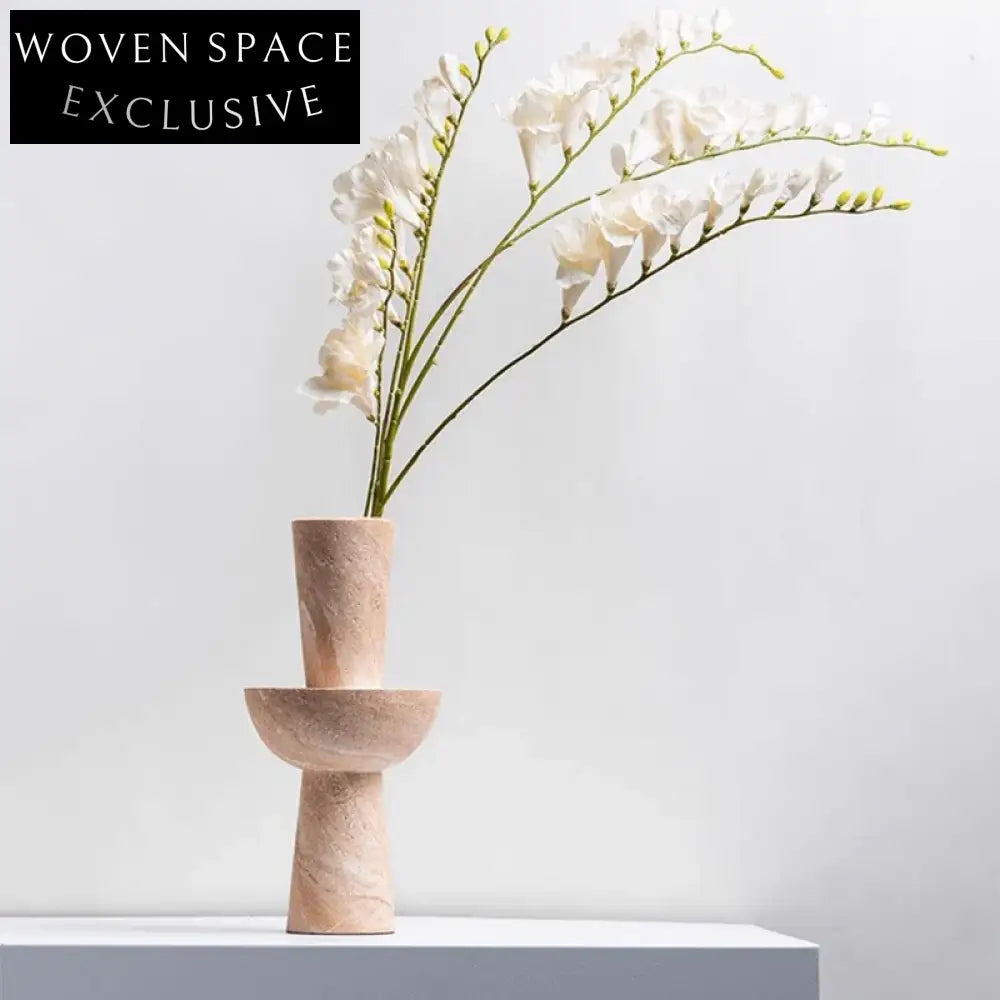 Elegant Natural Marble Handmade Modern Tabletop Flower Vase Set for Home Decor