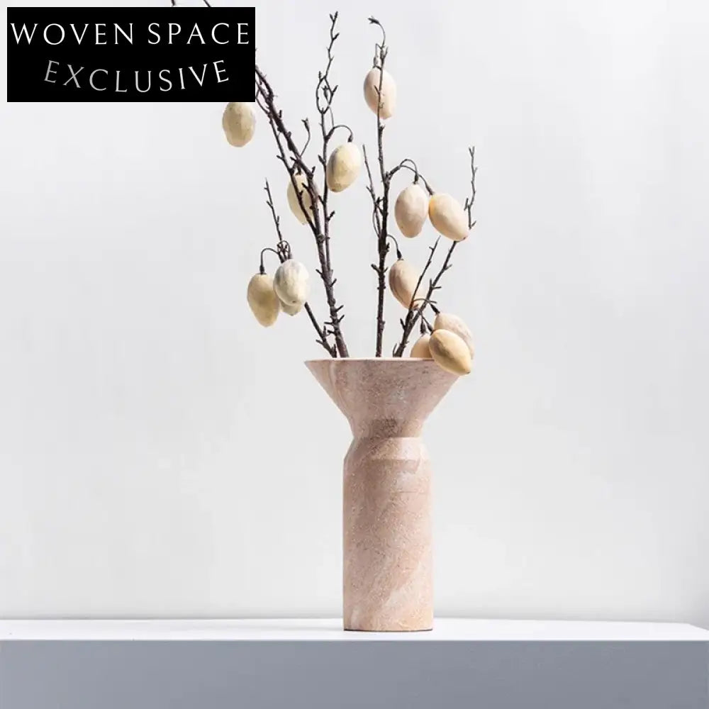 Elegant Natural Marble Handmade Modern Tabletop Flower Vase Set for Home Decor