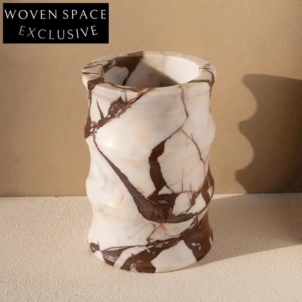 Elegant Natural Marble Ice Bucket Style Decorative Vase for Modern Home Decor