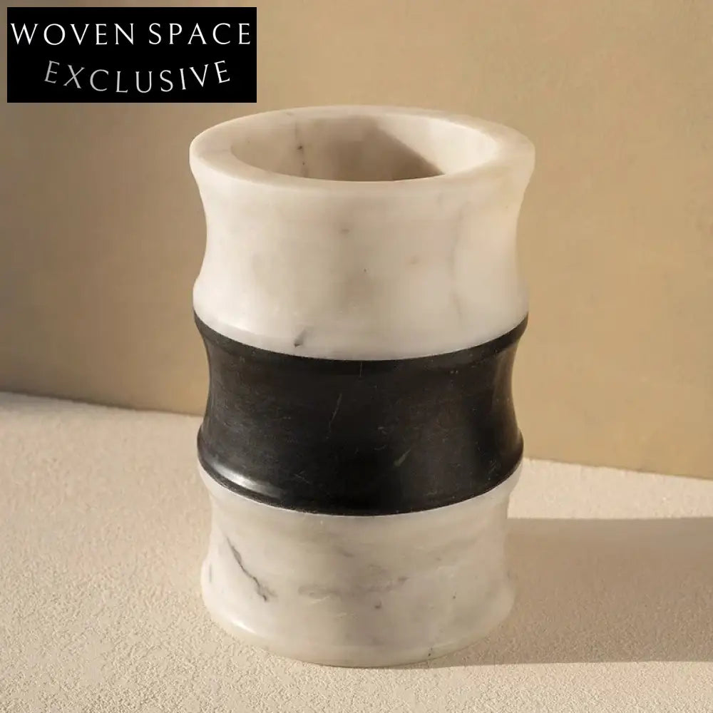 Elegant Natural Marble Ice Bucket Style Decorative Vase for Modern Home Decor