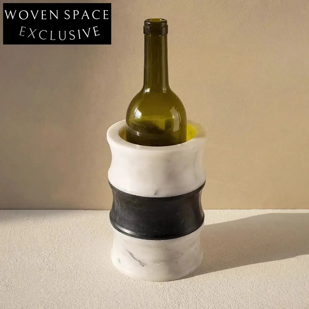 Elegant Natural Marble Ice Bucket Style Decorative Vase for Modern Home Decor