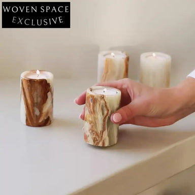 Elegant Natural Marble Round Candle Holder for Aromatherapy & Wedding Decor