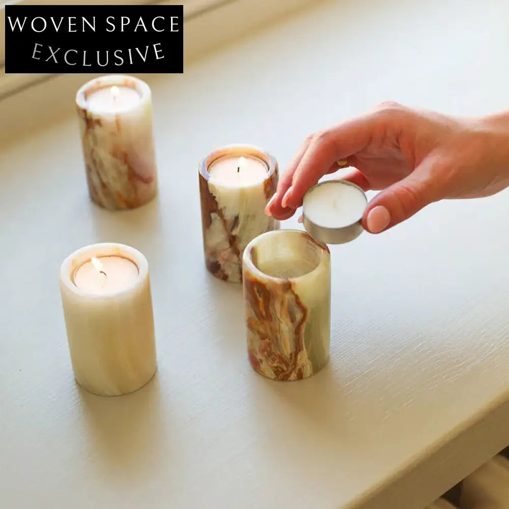 Elegant Natural Marble Round Candle Holder for Aromatherapy & Wedding Decor
