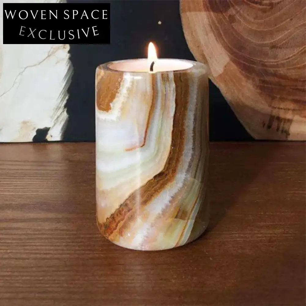 Elegant Natural Marble Round Candle Holder for Aromatherapy & Wedding Decor