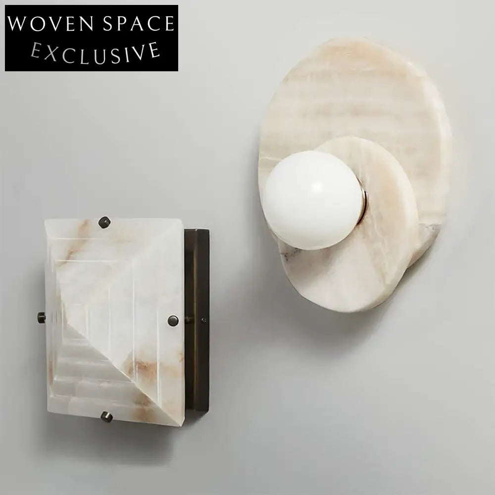 Elegant Natural Marble Round LED Wall Sconce for Modern Interior Ambient Lighting Fixture