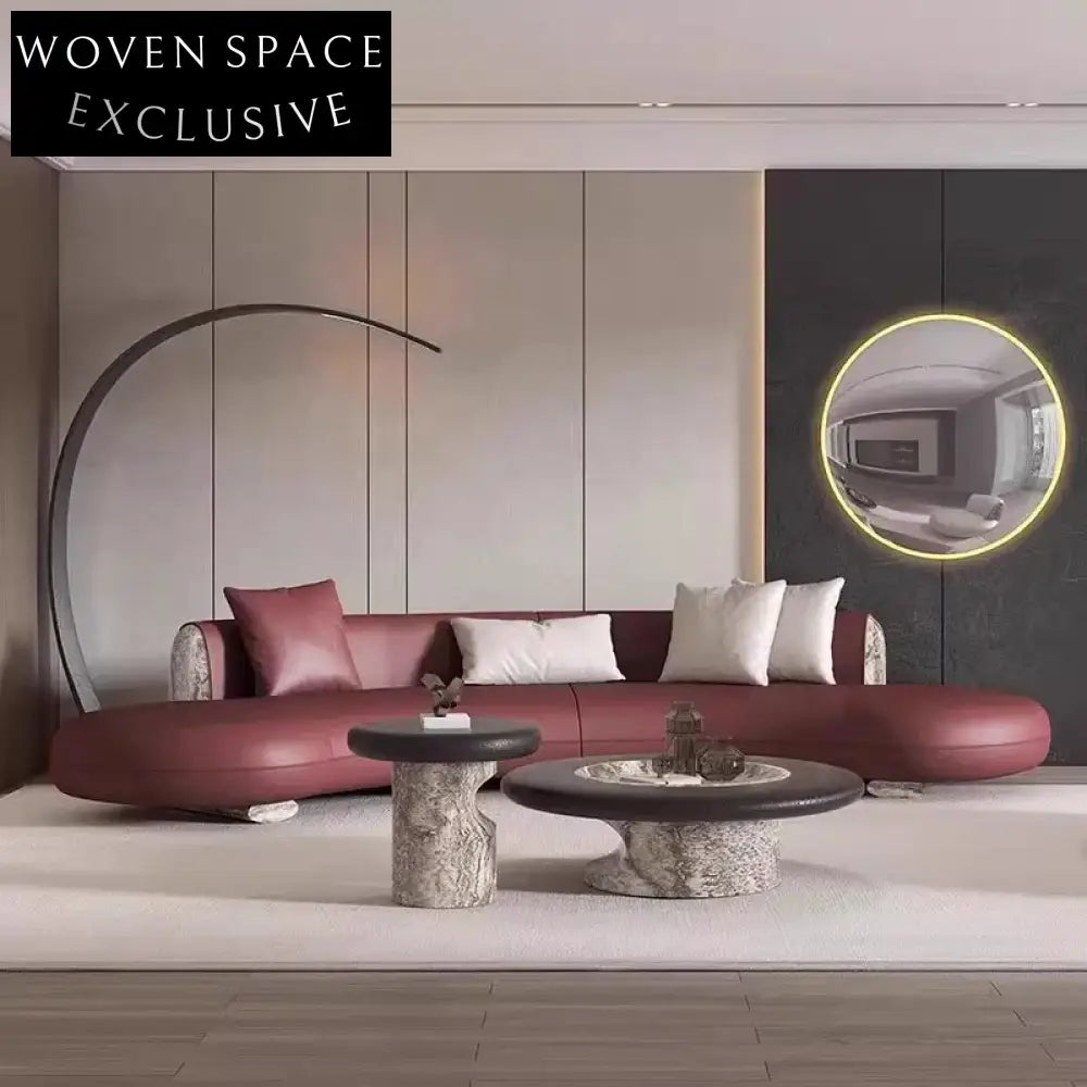 Elegant Natural Marble Solid Wood Modern Living Room Center Coffee Table