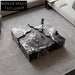 Elegant Natural Marble Square Coffee Table, Italian Minimalist Cracked Stone Design Centerpiece