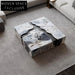 Elegant Natural Marble Square Coffee Table, Italian Minimalist Cracked Stone Design Centerpiece