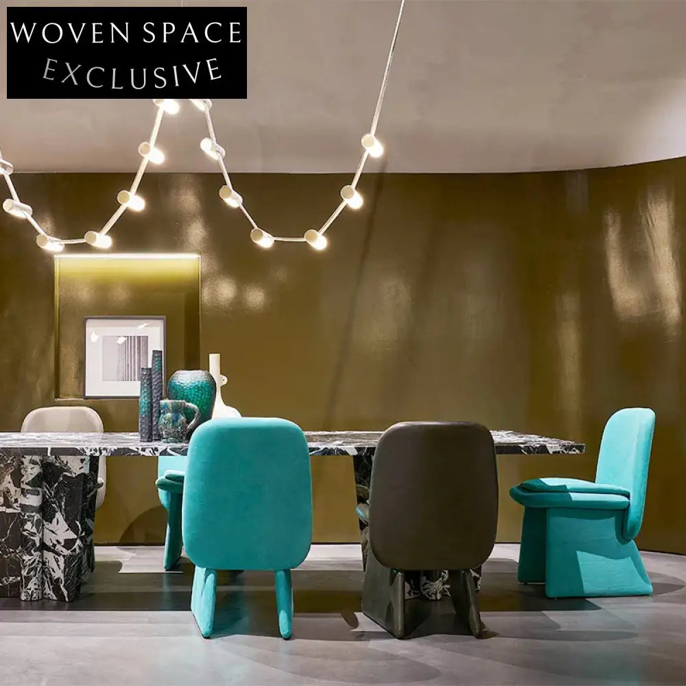 Elegant Natural Marble Top Rectangle Dining Table, Seats 6, Modern Kitchen Furniture