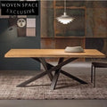 Elegant Natural Solid Wood Dining Table with Irregular Metal Legs