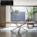 Elegant Natural Solid Wood Dining Table with Irregular Metal Legs
