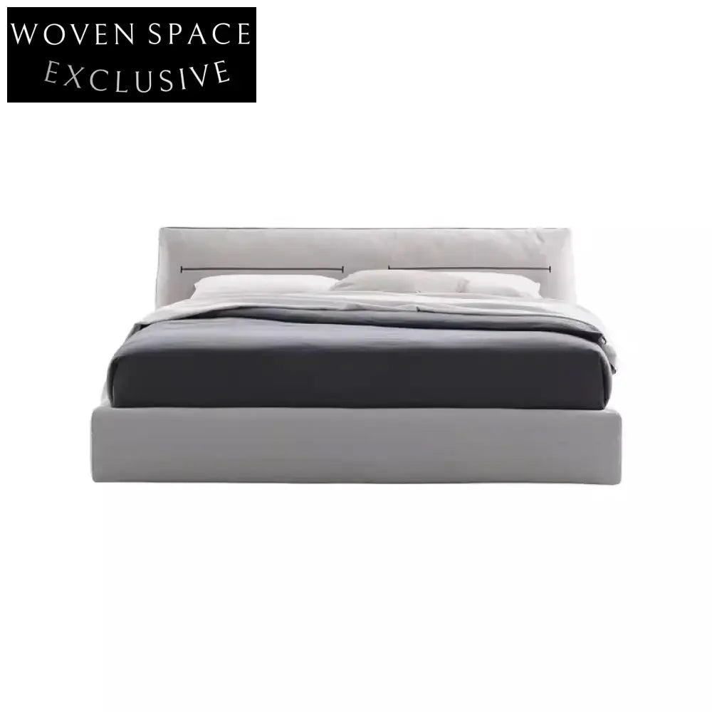 Elegant Natural Solid Wood Fabric Upholstered Queen Size Comfort Bed