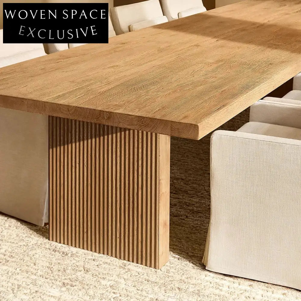 Elegant Natural Solid Wood Frame 6-Seater Floating Dining Table