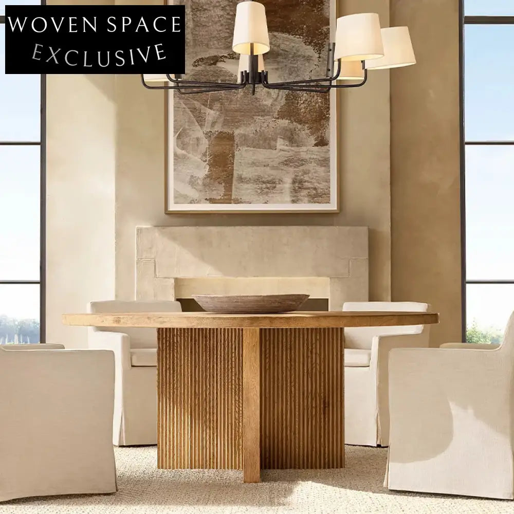 Elegant Natural Solid Wood Frame 6-Seater Floating Dining Table