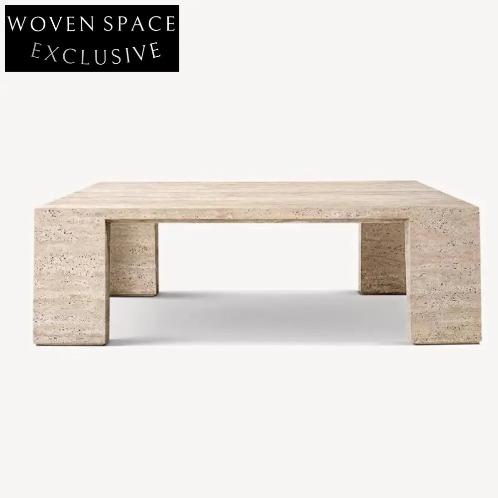 Elegant Natural Stone Travertine Living Room Center Rectangular Coffee ...