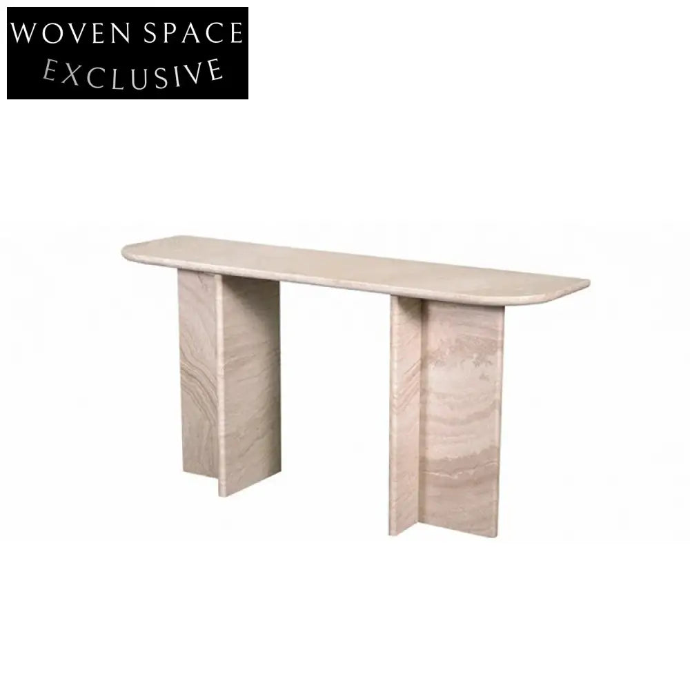 Elegant Natural Travertine Console Table, Modern Living Room Side Table Furniture